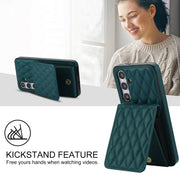 For Samsung Galaxy S24+ 5G YM015 Crossbody Rhombic Card Bag RFID Phone Case(Green)