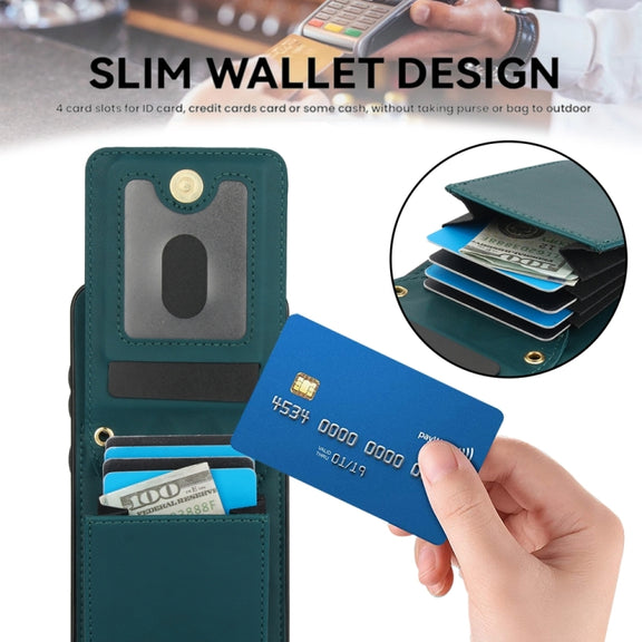 For Samsung Galaxy S24+ 5G YM015 Crossbody Rhombic Card Bag RFID Phone Case(Green)