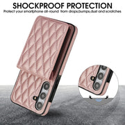 For Samsung Galaxy S24+ 5G YM015 Crossbody Rhombic Card Bag RFID Phone Case(Rose Gold)