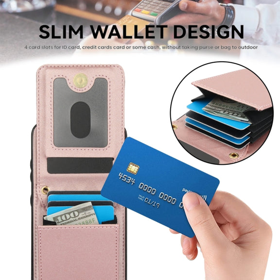 For Samsung Galaxy S24+ 5G YM015 Crossbody Rhombic Card Bag RFID Phone Case(Rose Gold)