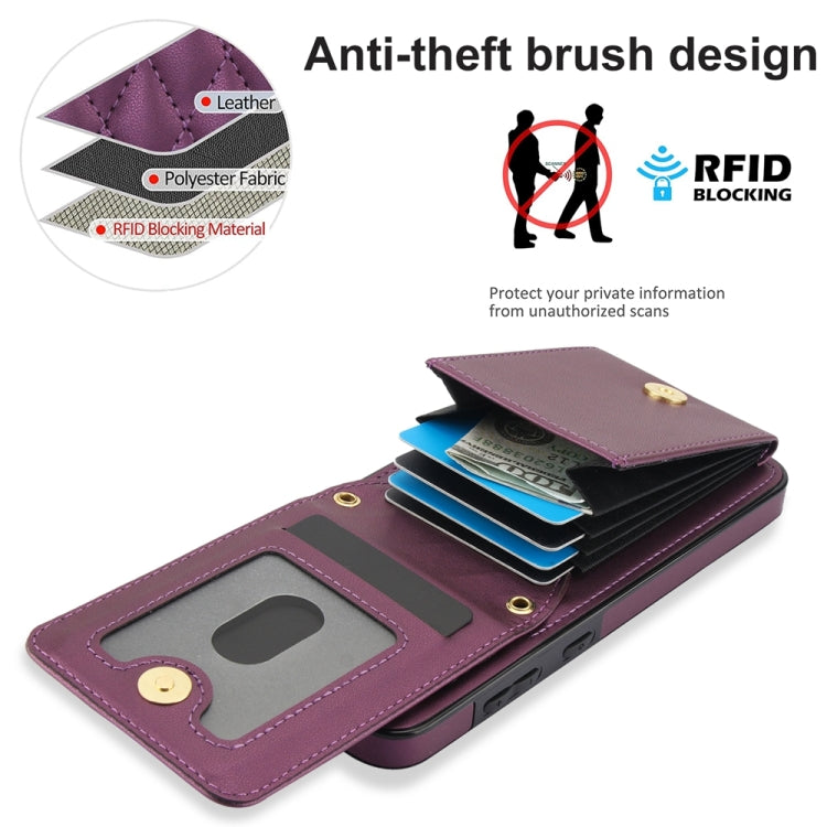 For Samsung Galaxy S24+ 5G YM015 Crossbody Rhombic Card Bag RFID Phone Case(Dark Purple)