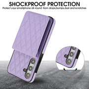 For Samsung Galaxy S24+ 5G YM015 Crossbody Rhombic Card Bag RFID Phone Case(Light Purple)