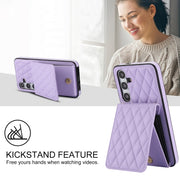 For Samsung Galaxy S24+ 5G YM015 Crossbody Rhombic Card Bag RFID Phone Case(Light Purple)