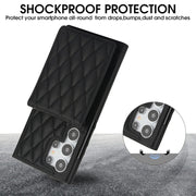 For Samsung Galaxy S24 Ultra 5G YM015 Crossbody Rhombic Card Bag RFID Phone Case(Black)
