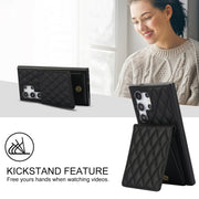 For Samsung Galaxy S24 Ultra 5G YM015 Crossbody Rhombic Card Bag RFID Phone Case(Black)
