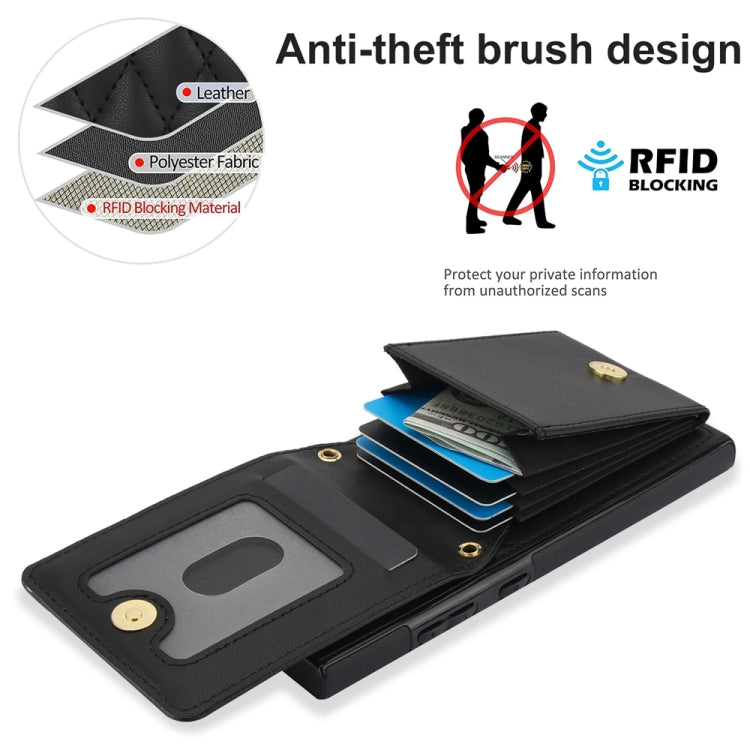 For Samsung Galaxy S24 Ultra 5G YM015 Crossbody Rhombic Card Bag RFID Phone Case(Black)