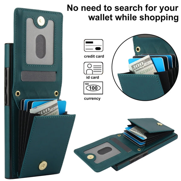 For Samsung Galaxy S24 Ultra 5G YM015 Crossbody Rhombic Card Bag RFID Phone Case(Green)
