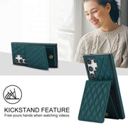 For Samsung Galaxy S24 Ultra 5G YM015 Crossbody Rhombic Card Bag RFID Phone Case(Green)