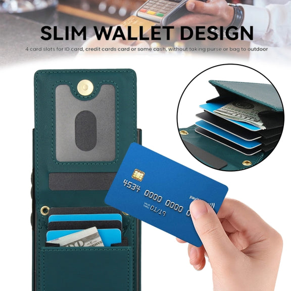 For Samsung Galaxy S24 Ultra 5G YM015 Crossbody Rhombic Card Bag RFID Phone Case(Green)