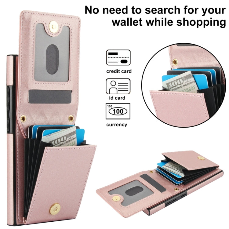For Samsung Galaxy S24 Ultra 5G YM015 Crossbody Rhombic Card Bag RFID Phone Case(Rose Gold)