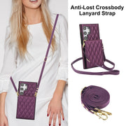 For Samsung Galaxy S24 Ultra 5G YM015 Crossbody Rhombic Card Bag RFID Phone Case(Dark Purple)