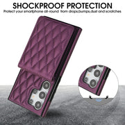 For Samsung Galaxy S24 Ultra 5G YM015 Crossbody Rhombic Card Bag RFID Phone Case(Dark Purple)