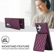 For Samsung Galaxy S24 Ultra 5G YM015 Crossbody Rhombic Card Bag RFID Phone Case(Dark Purple)