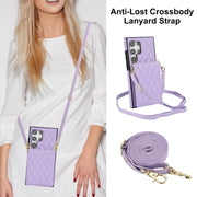 For Samsung Galaxy S24 Ultra 5G YM015 Crossbody Rhombic Card Bag RFID Phone Case(Light Purple)