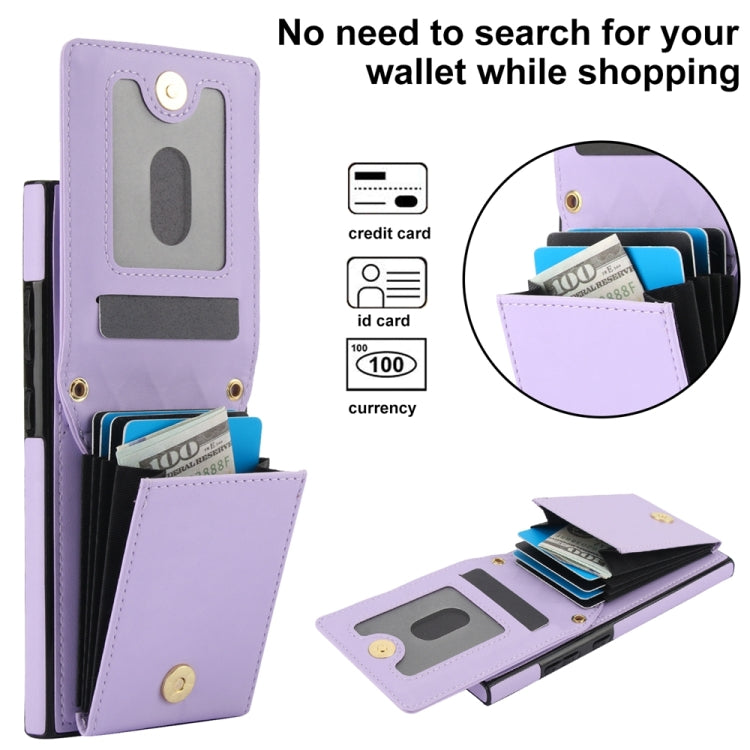 For Samsung Galaxy S24 Ultra 5G YM015 Crossbody Rhombic Card Bag RFID Phone Case(Light Purple)