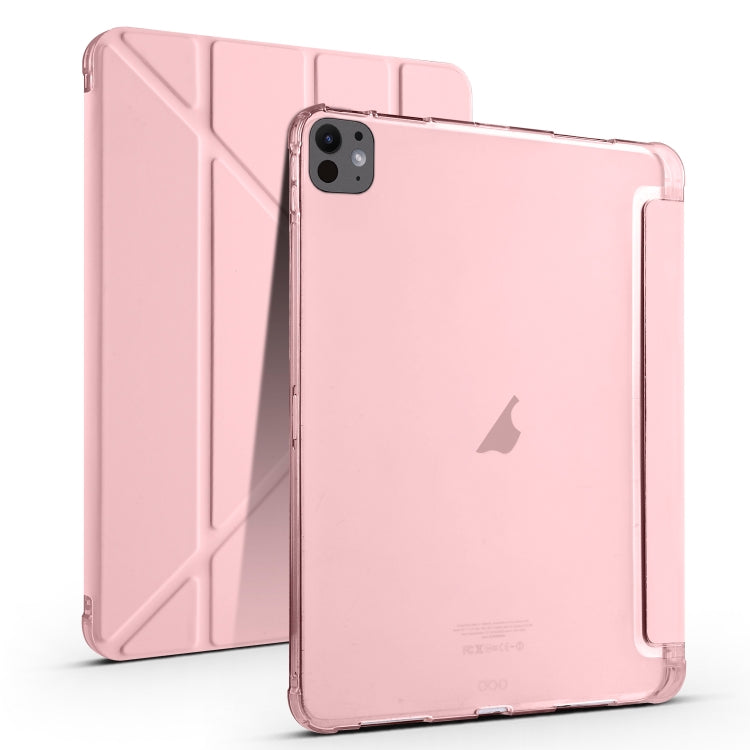For iPad Pro 13 2024 Multi-folding TPU Leather Smart Tablet Case with Pen Slot(Pink) - iPad Pro 13 2024 Cases by PMC TechLife | Online Shopping South Africa | PMC TechLife | Buy Now Pay Later Mobicred
