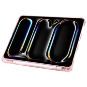 For iPad Pro 13 2024 Multi-folding TPU Leather Smart Tablet Case with Pen Slot(Pink)
