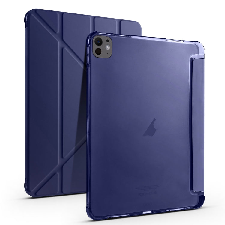 For iPad Pro 13 2024 Multi-folding TPU Leather Smart Tablet Case with Pen Slot(Dark Blue) - iPad Pro 13 2024 Cases by PMC TechLife | Online Shopping South Africa | PMC TechLife | Buy Now Pay Later Mobicred