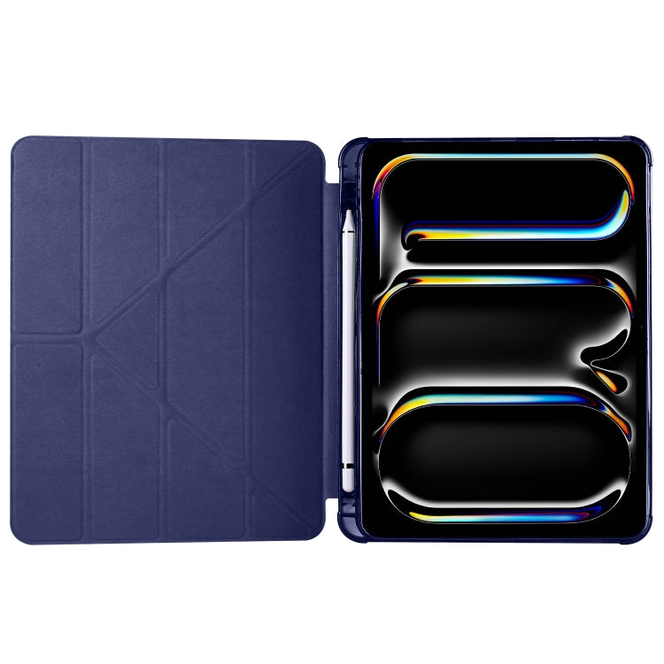 For iPad Pro 13 2024 Multi-folding TPU Leather Smart Tablet Case with Pen Slot(Dark Blue) - iPad Pro 13 2024 Cases by PMC TechLife | Online Shopping South Africa | PMC TechLife | Buy Now Pay Later Mobicred