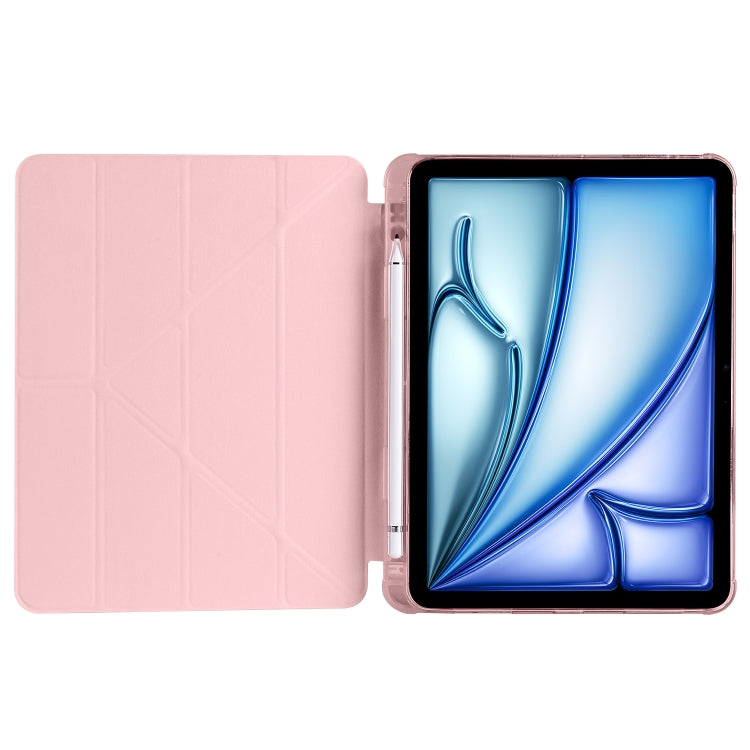 For iPad Air 11 2024 Multi-folding TPU Leather Smart Tablet Case with Pen Slot(Pink) - iPad Air 11 2024 Cases by PMC TechLife | Online Shopping South Africa | PMC TechLife | Buy Now Pay Later Mobicred