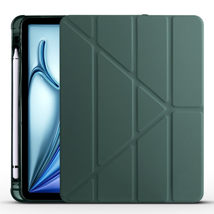 For iPad Air 11 2025 / 2024 Multi-folding TPU Leather Smart Tablet Case with Pen Slot(Pine Green) - iPad Air 11 2025 / 2024 Cases by PMC TechLife | Online Shopping South Africa | PMC TechLife | Buy Now Pay Later Mobicred