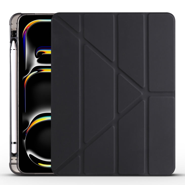 For iPad Pro 11 2024 Multi-folding TPU Leather Smart Tablet Case with Pen Slot(Black) - iPad Pro 11 2024 Cases by PMC TechLife | Online Shopping South Africa | PMC TechLife | Buy Now Pay Later Mobicred