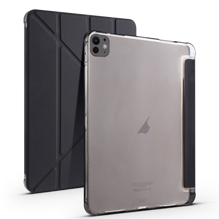 For iPad Pro 11 2024 Multi-folding TPU Leather Smart Tablet Case with Pen Slot(Black) - iPad Pro 11 2024 Cases by PMC TechLife | Online Shopping South Africa | PMC TechLife | Buy Now Pay Later Mobicred