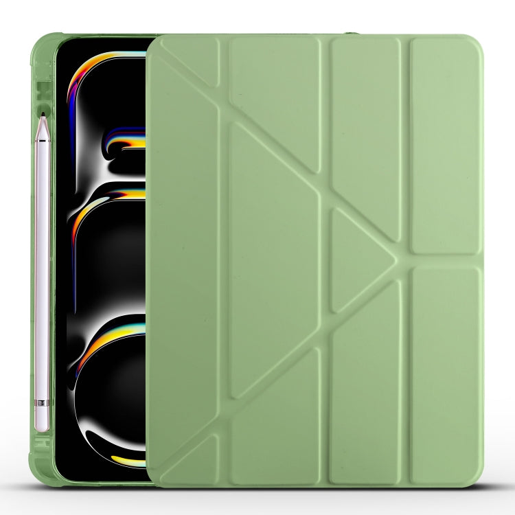 For iPad Pro 11 2024 Multi-folding TPU Leather Smart Tablet Case with Pen Slot(Matcha Green) - iPad Pro 11 2024 Cases by PMC TechLife | Online Shopping South Africa | PMC TechLife | Buy Now Pay Later Mobicred