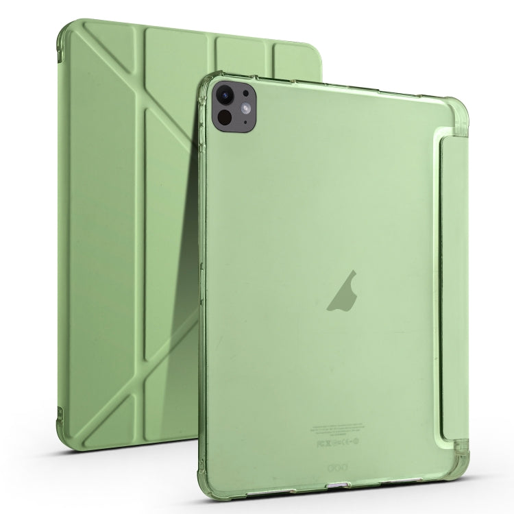 For iPad Pro 11 2024 Multi-folding TPU Leather Smart Tablet Case with Pen Slot(Matcha Green) - iPad Pro 11 2024 Cases by PMC TechLife | Online Shopping South Africa | PMC TechLife | Buy Now Pay Later Mobicred