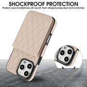 For iPhone 16 Pro Max YM015 Crossbody Rhombic Card Bag RFID Phone Case(White)