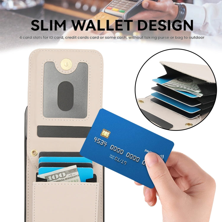 For iPhone 16 Pro Max YM015 Crossbody Rhombic Card Bag RFID Phone Case(White)