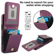 For iPhone 16 Pro YM015 Crossbody Rhombic Card Bag RFID Phone Case(Dark Purple)