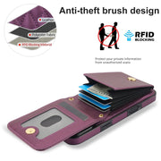 For iPhone 16 Pro YM015 Crossbody Rhombic Card Bag RFID Phone Case(Dark Purple)