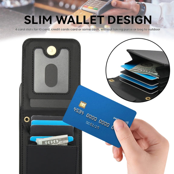For iPhone 16 Plus YM015 Crossbody Rhombic Card Bag RFID Phone Case(Black)