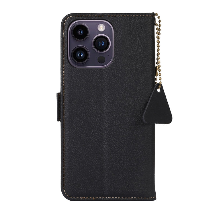 For iPhone 16 Pro Max Side-Magnetic TJ Genuine Leather RFID Phone Case(Black) - iPhone 16 Pro Max Cases by PMC TechLife | Online Shopping South Africa | PMC TechLife | Buy Now Pay Later Mobicred