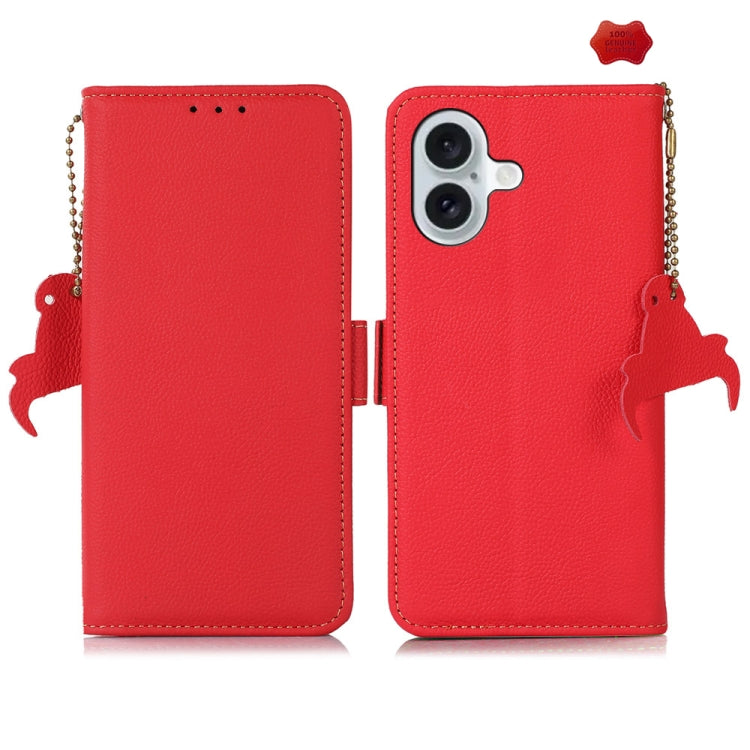 For iPhone 16 Side-Magnetic TJ Genuine Leather RFID Phone Case(Red) - iPhone 16 Cases by PMC TechLife | Online Shopping South Africa | PMC TechLife | Buy Now Pay Later Mobicred