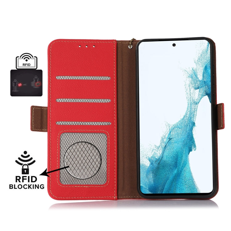 For iPhone 16 Side-Magnetic TJ Genuine Leather RFID Phone Case(Red) - iPhone 16 Cases by PMC TechLife | Online Shopping South Africa | PMC TechLife | Buy Now Pay Later Mobicred