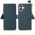 For iPhone 16 Side-Magnetic TJ Genuine Leather RFID Phone Case(Green) - iPhone 16 Cases by PMC TechLife | Online Shopping South Africa | PMC TechLife | Buy Now Pay Later Mobicred