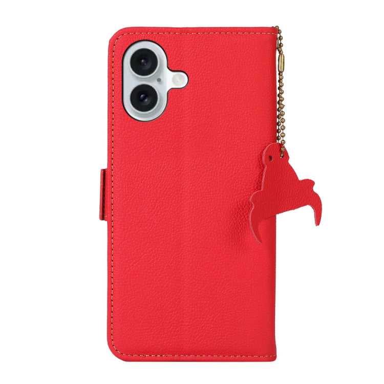 For iPhone 16 Plus Side-Magnetic TJ Genuine Leather RFID Phone Case(Red) - iPhone 16 Plus Cases by PMC TechLife | Online Shopping South Africa | PMC TechLife | Buy Now Pay Later Mobicred