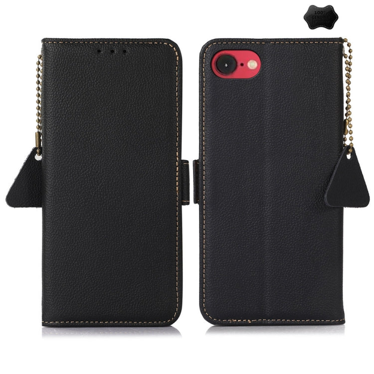 For iPhone 16e Side-Magnetic TJ Genuine Leather RFID Phone Case(Black) - iPhone 16e Cases by PMC TechLife | Online Shopping South Africa | PMC TechLife | Buy Now Pay Later Mobicred