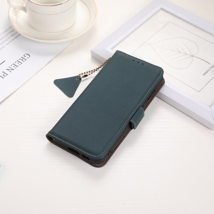 For iPhone 16e Side-Magnetic TJ Genuine Leather RFID Phone Case(Green) - iPhone 16e Cases by PMC TechLife | Online Shopping South Africa | PMC TechLife | Buy Now Pay Later Mobicred