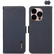 For iPhone 16 Pro Max KHAZNEH Side-Magnetic Litchi Genuine Leather RFID Case(Blue) - iPhone 16 Pro Max Cases by PMC TechLife | Online Shopping South Africa | PMC TechLife | Buy Now Pay Later Mobicred