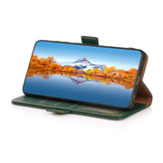 For iPhone 17 Air KHAZNEH Side-Magnetic Litchi Genuine Leather RFID Case(Green)