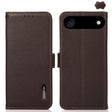 For iPhone 17 Air KHAZNEH Side-Magnetic Litchi Genuine Leather RFID Case(Brown) - free shipping - PMc TechLife - Order now!