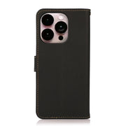 For iPhone 16 Pro Max KHAZNEH Custer Genuine Leather RFID Phone Case(Black)