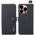 For iPhone 16 Pro Max KHAZNEH Custer Genuine Leather RFID Phone Case(Blue) - iPhone 16 Pro Max Cases by PMC TechLife | Online Shopping South Africa | PMC TechLife | Buy Now Pay Later Mobicred