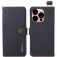 For iPhone 16 Pro KHAZNEH Custer Genuine Leather RFID Phone Case(Blue) - iPhone 16 Pro Cases by PMC TechLife | Online Shopping South Africa | PMC TechLife | Buy Now Pay Later Mobicred