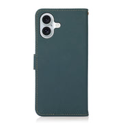 For iPhone 16 Plus KHAZNEH Custer Genuine Leather RFID Phone Case(Green)