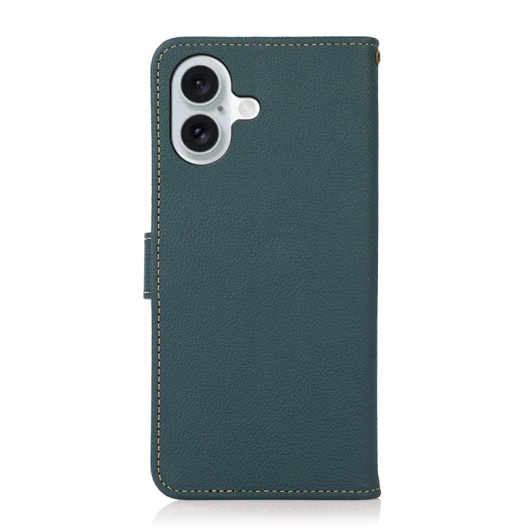 For iPhone 16 KHAZNEH Custer Genuine Leather RFID Phone Case(Green) - iPhone 16 Cases by PMC TechLife | Online Shopping South Africa | PMC TechLife | Buy Now Pay Later Mobicred