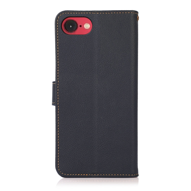 For iPhone SE 2024 KHAZNEH Custer Genuine Leather RFID Phone Case(Blue) - More iPhone Cases by PMC TechLife | Online Shopping South Africa | PMC TechLife | Buy Now Pay Later Mobicred